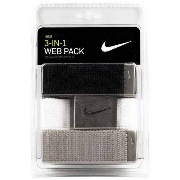 Nike Web Belt Trio in Black, White, and Tan - Picture 1 of 1